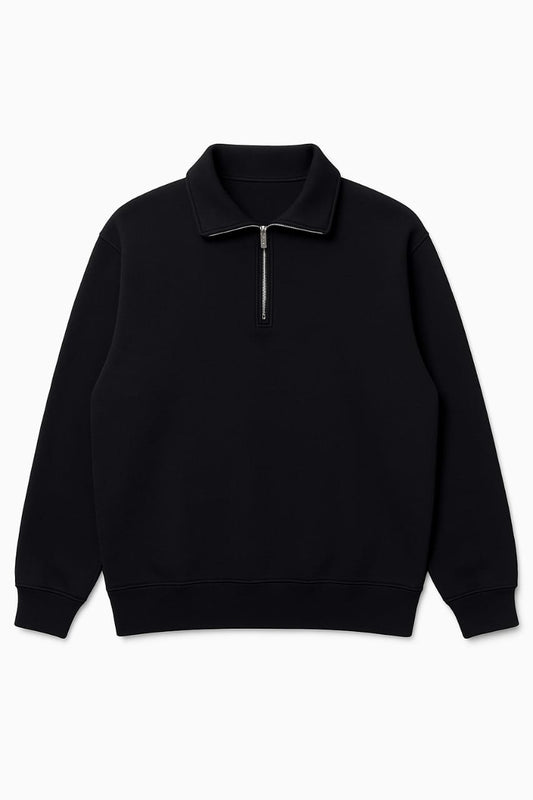 Men’s Vintage Quarter-Zip Pullover Sweatshirt – Void Black
