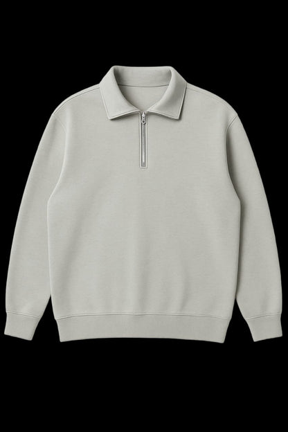 Men’s Vintage Quarter-Zip Pullover Sweatshirt – Stone Grey