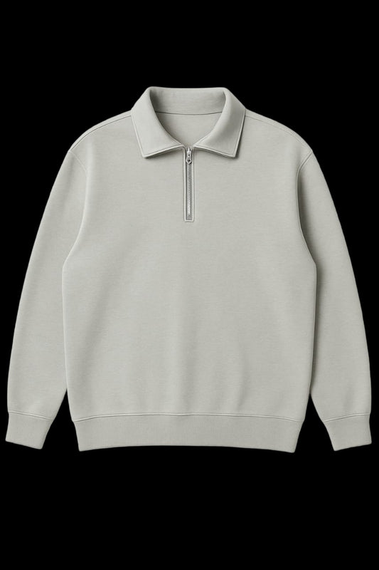 Men’s Vintage Quarter-Zip Pullover Sweatshirt – Stone Grey
